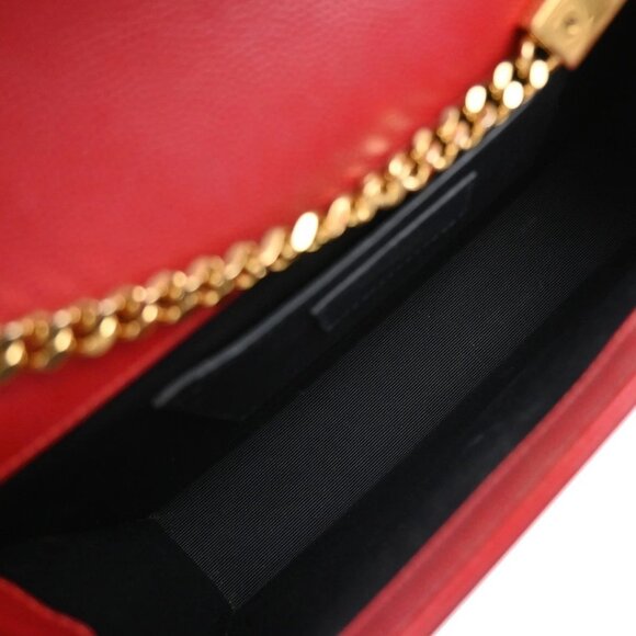 SAINT LAURENT YSL Logo 2Way Chain Shoulder Clutch Bag Red GHW Italy 22RF821 - Picture 7 of 16